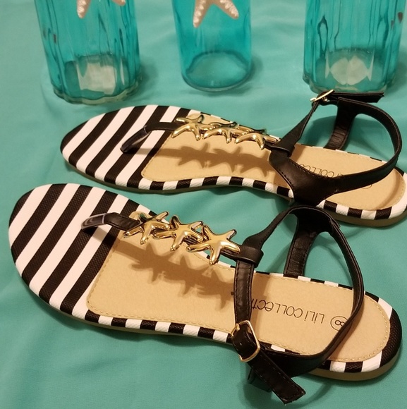 Summer Starfish Flat Sandals Size 8 - Picture 4 of 6